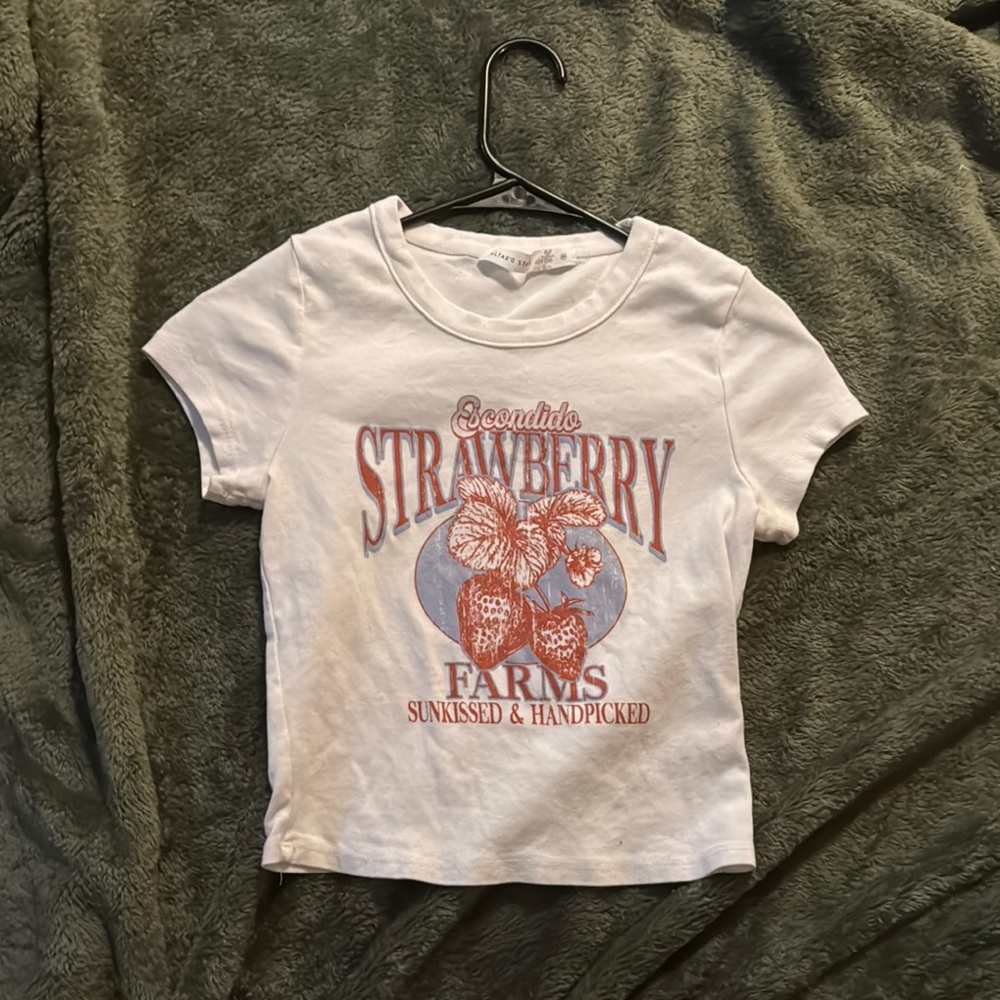 Altar'd State White Strawberry Graphic Tee